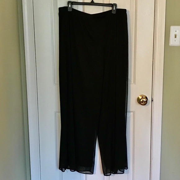 SOLD🌟HP🌟Blu Sage Black Chiffon Black Palazzo Pant 2X - Picture 2 of 5